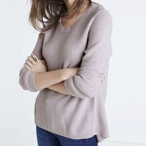 Madewell Riverside Texture Sweater Heather Lilac Purple Pullover Knit Size Small